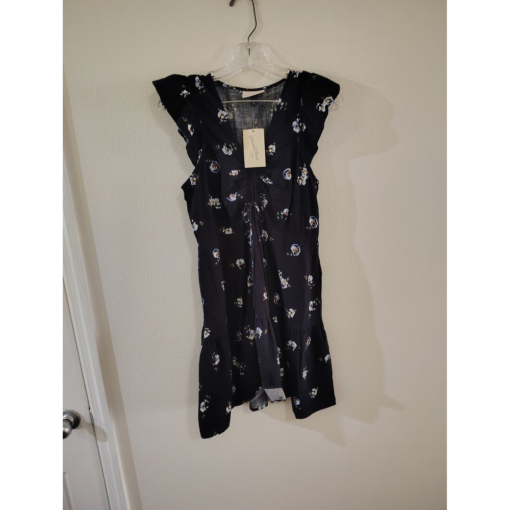 Universal Thread Womens Navy Blue Floral Ruffle Sleeve Mini Dress Small NWT